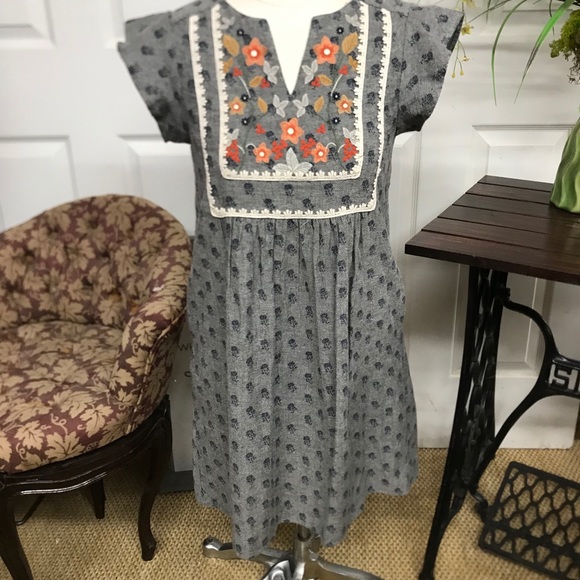 THML Embroidered Bib Linen Cap Sleeve Mini XS - Picture 1 of 5